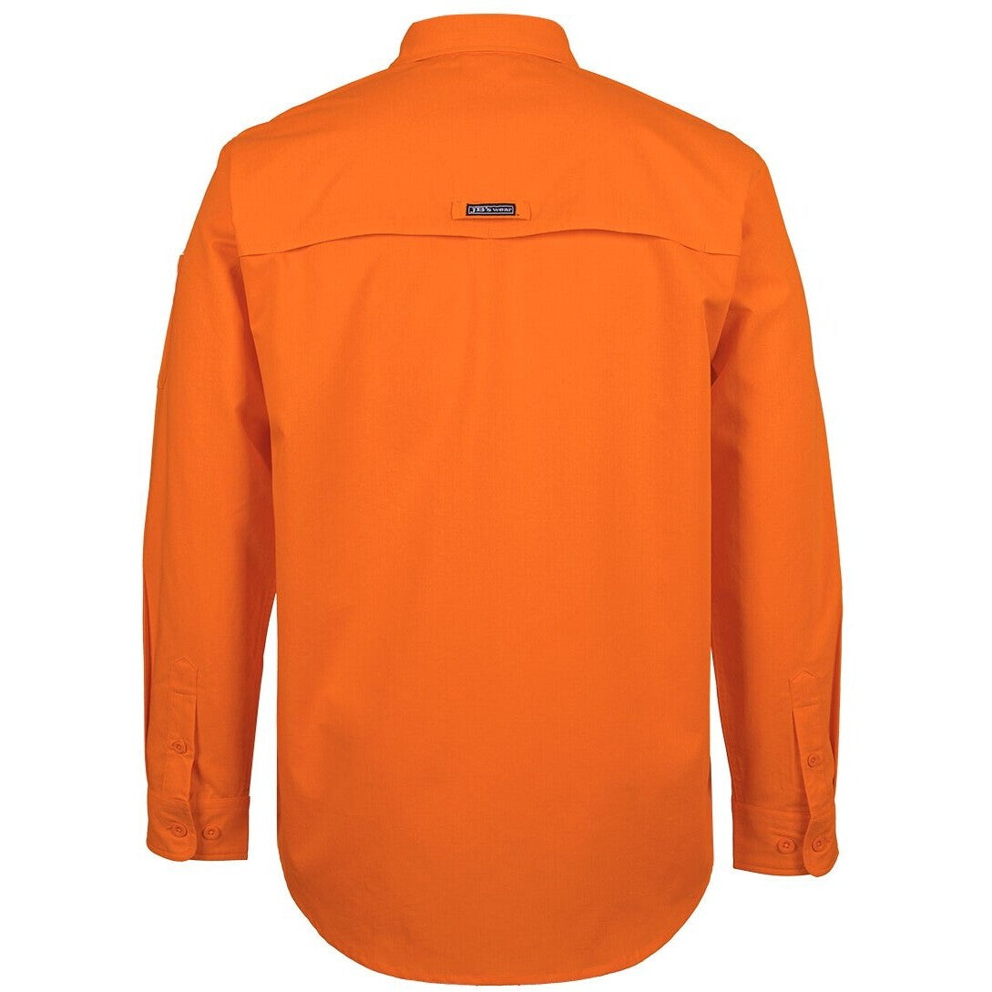 JB's Wear 6HRFL Hi VIs Class F Ripstop L/S Work Shirt - Back View | color:Orange|view:back