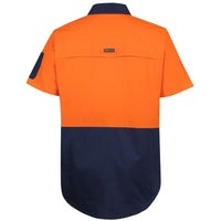 JB's Wear 6HRFS Hi Vis Class F Ripstop S/S Work Shirt - Back View | color:Orange/Navy|view:back
