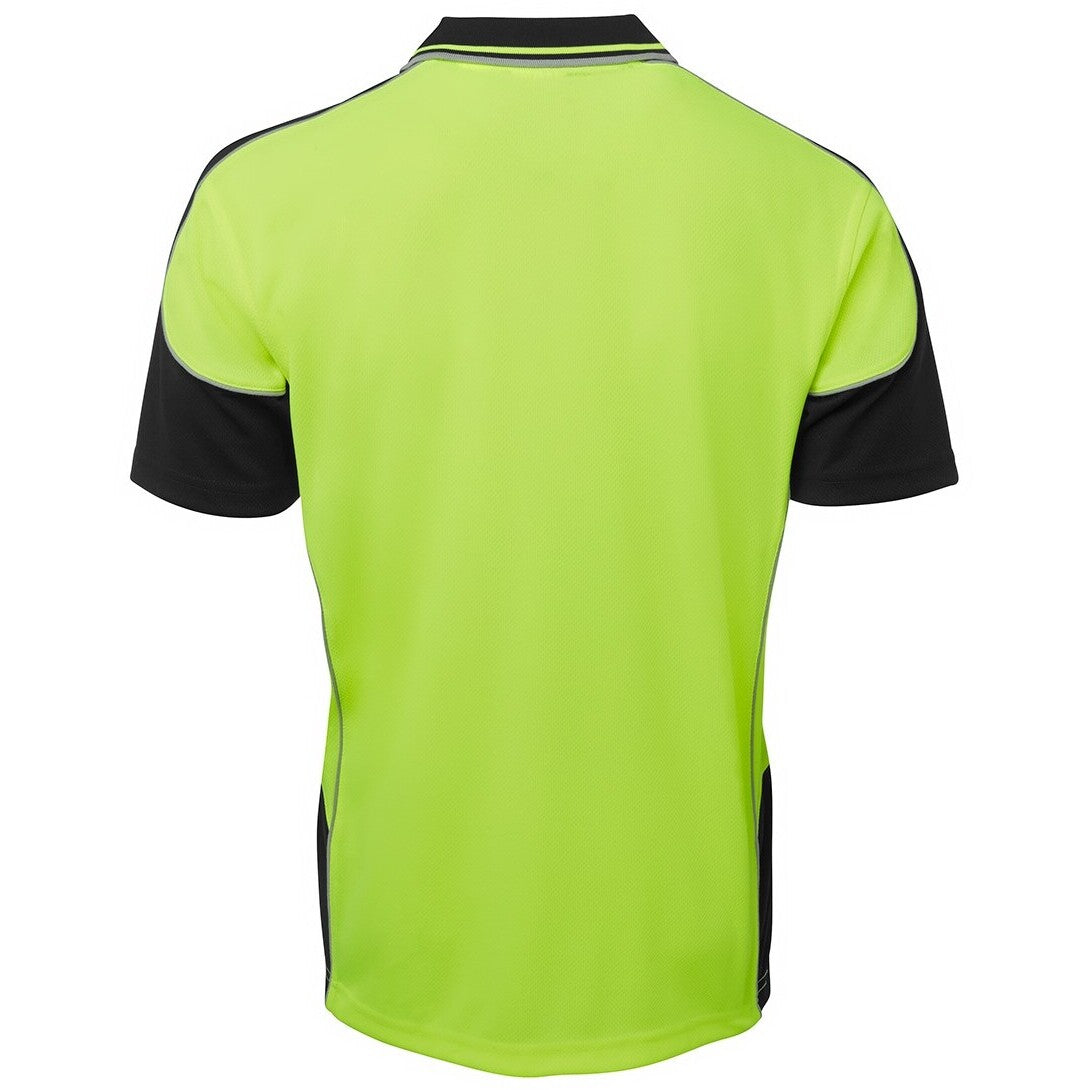 JB's Wear 6HCP4 Hi Vis Contrast Piping Polo - Back View | color:Lime/Black|view:back