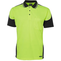 JB's Wear 6HCP4 Hi Vis Contrast Piping Polo - Front View | color:Lime/Black|view:front