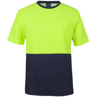 JB's Wear 6HCBT Hi Vis Cotton Back Tee - Front View | color:Lime/Navy|view:front