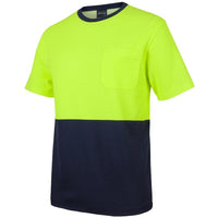 JB's Wear 6HCBT Hi Vis Cotton Back Tee - Side View | color:Lime/Navy|view:side
