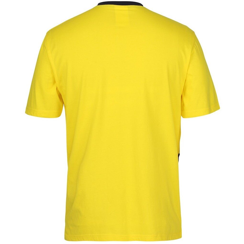 JB's Wear 6HVTC Hi Vis Crew Neck Cotton T-Shirt - Back View | color:Yellow/Navy|view:back