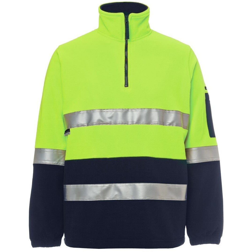 JB's Wear 6DNPF Hi Vis (D+N) 1/2 Zip Polar - Front View | color:Lime/Navy|view:front