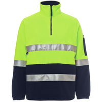 JB's Wear 6DNPF Hi Vis (D+N) 1/2 Zip Polar - Front View | color:Lime/Navy|view:front