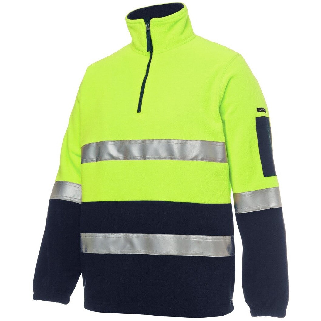 JB's Wear 6DNPF Hi Vis (D+N) 1/2 Zip Polar - Side View | color:Lime/Navy|view:side