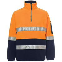 JB's Wear 6DNPF Hi Vis (D+N) 1/2 Zip Polar - Front View | color:Orange/Navy|view:front