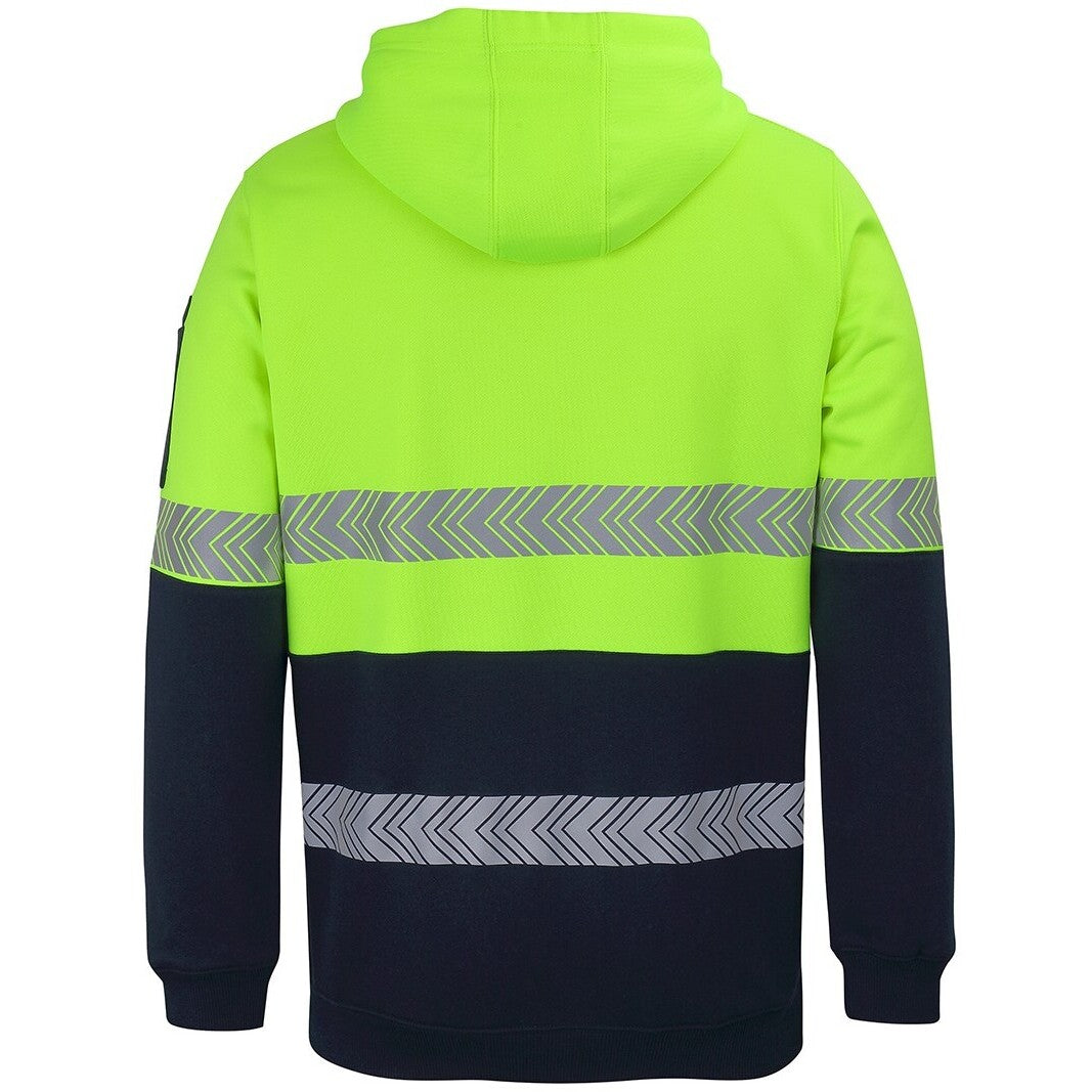 JB's Wear 6HZSH Hi Vis (D+N) 1/2 Zip Segmented Tape Hoodie - Back View | color:Lime/Navy|view:back