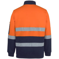 JB's Wear 6DVFM Hi Vis (D+N) 310 Cotton 1/2 Zip Fleece - Back View | color:Orange/Navy|view:back