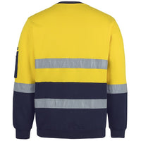 JB's Wear 6DVCM Hi Vis (D+N) 310 Cotton Crew Neck Sweater - Back View | color:Yellow/Navy|view:back
