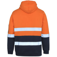 JB's Wear 6DVPM Hi Vis (D+N) 310 Cotton Pull Over Hoodie - Back View | color:Orange/Navy|view:back