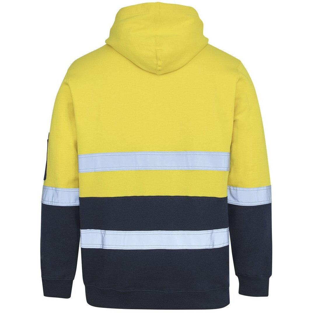 JB's Wear 6DVPM Hi Vis (D+N) 310 Cotton Pull Over Hoodie - Back View | color:Yellow/Navy|view:back