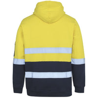 JB's Wear 6DVPM Hi Vis (D+N) 310 Cotton Pull Over Hoodie - Back View | color:Yellow/Navy|view:back