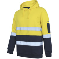 JB's Wear 6DVPM Hi Vis (D+N) 310 Cotton Pull Over Hoodie - Side View | color:Yellow/Navy|view:side
