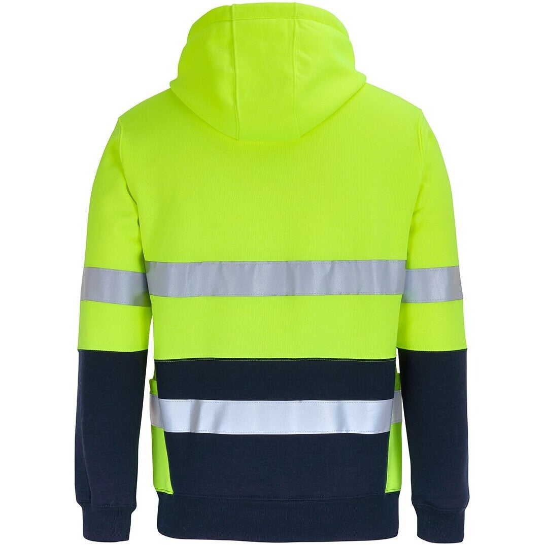JB's Wear 6DPJ Hi Vis D+N 330G Pullover Hoodie - Back View | color:Lime/Navy|view:back