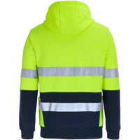 JB's Wear 6DPJ Hi Vis D+N 330G Pullover Hoodie - Back View | color:Lime/Navy|view:back