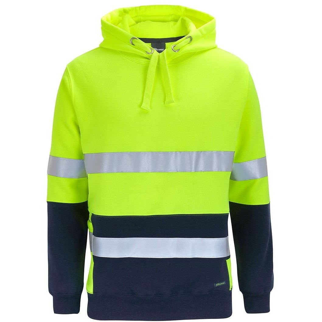 JB's Wear 6DPJ Hi Vis D+N 330G Pullover Hoodie - Front View | color:Lime/Navy|view:front