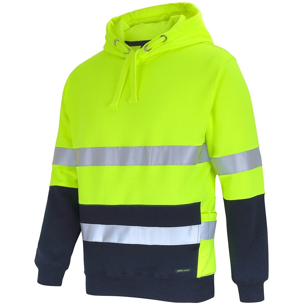 JB's Wear 6DPJ Hi Vis D+N 330G Pullover Hoodie - Side View | color:Lime/Navy|view:side