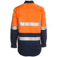 JB's Wear 6HWCF Hi Vis (D+N) Close Front L/S 190g Work Shirt - Back View | color:Orange/Navy|view:back