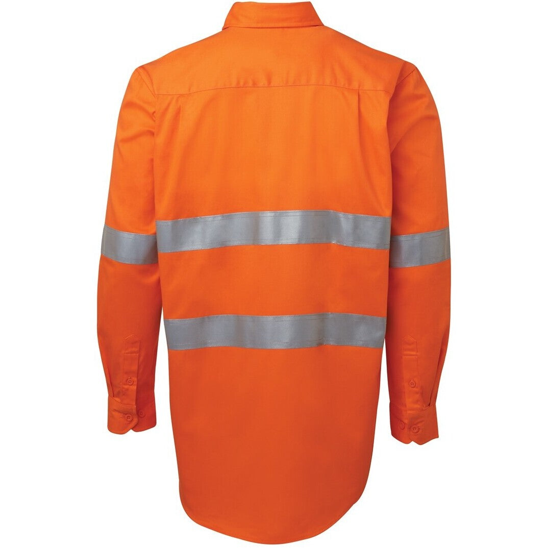 JB's Wear 6HWCF Hi Vis (D+N) Close Front L/S 190g Work Shirt - Back View | color:Orange|view:back