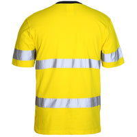 JB's Wear 6DNTC Hi Vis (D+N) Cotton T-Shirt - Back View | color:Yellow/Navy|view:back