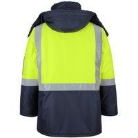 JB's Wear 6DFJ Hi Vis (D+N) Freezer Jacket - Back View | color:Lime/Navy|view:back