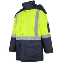 JB's Wear 6DFJ Hi Vis (D+N) Freezer Jacket - Side View | color:Lime/Navy|view:side