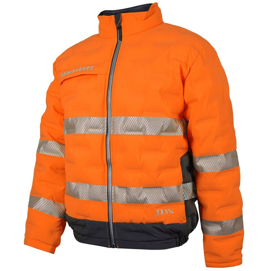 JB's Wear 6DGJ Hi Vis (D+N) Graphene Puffer Jacket - Side View | color:Orange/Charcoal|view:side