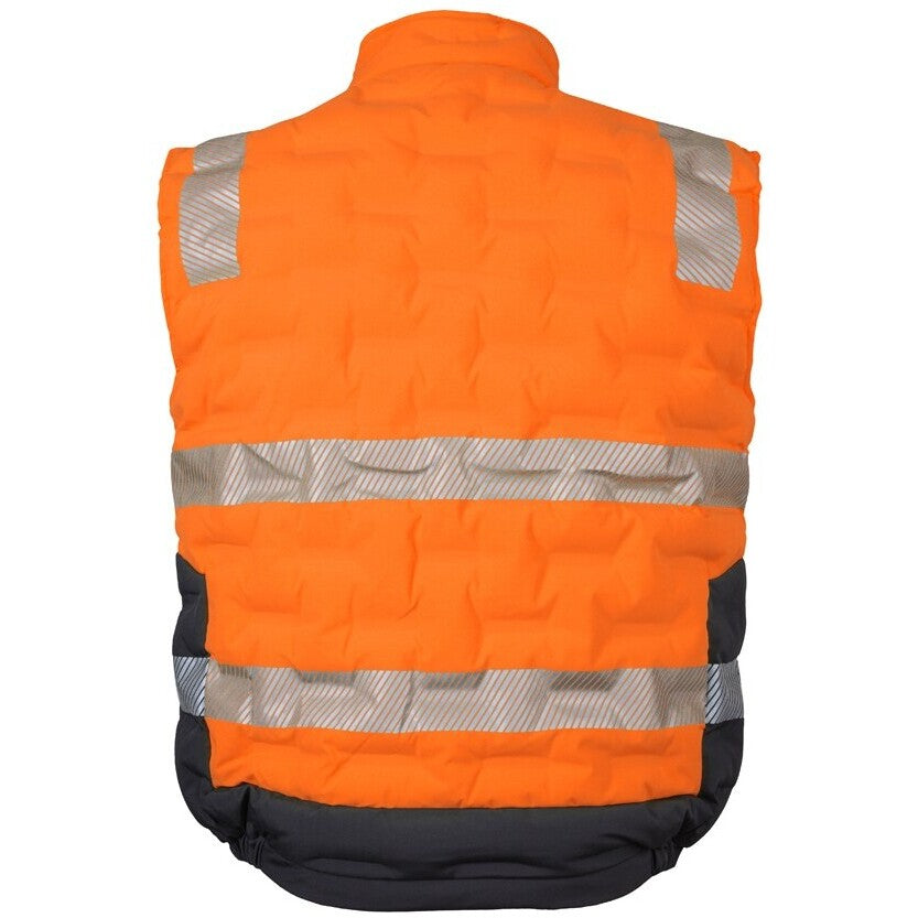 JB's Wear 6DGV Hi Vis (D+N) Graphene Puffer Vest - Back View | color:Orange/Charcoal|view:back
