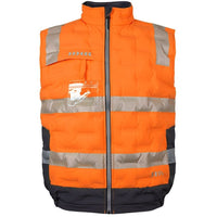 JB's Wear 6DGV Hi Vis (D+N) Graphene Puffer Vest - Front View | color:Orange/Charcoal|view:front