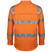 JB's Wear 6DNWR Hi Vis (D+N) L/S 150g AUST. Rail Work Shirt - Back View | color:Orange|view:back