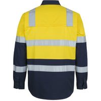 JB's Wear 6DNW3 Hi Vis (D+N) L/S 150G Level 3 Work Shirt - Back View | color:Yellow/Navy|view:back