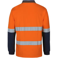 JB's Wear 6DCPL Hi Vis (D+N) L/S Cotton Polo - Back View | color:Orange/Navy|view:back