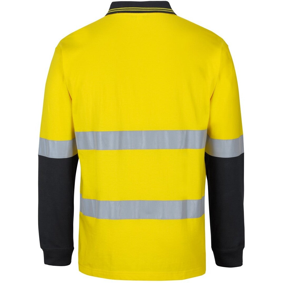 JB's Wear 6DCPL Hi Vis (D+N) L/S Cotton Polo - Back View | color:Yellow/Black|view:back