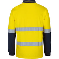 JB's Wear 6DCPL Hi Vis (D+N) L/S Cotton Polo - Back View | color:Yellow/Navy|view:back