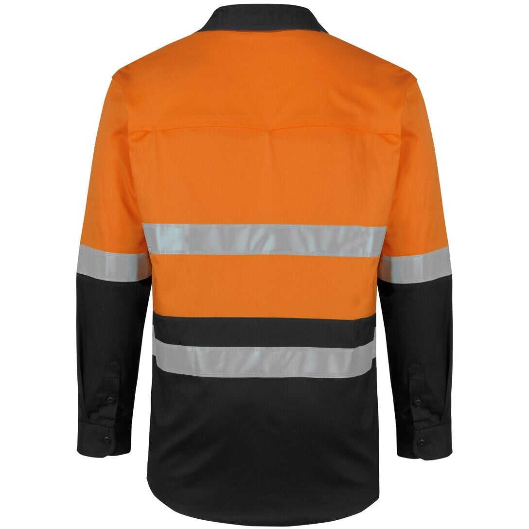 JB's Wear 6DSWL Hi Vis (D+N) L/S Stretch Work Shirt - Back View | color:Orange/Black|view:back