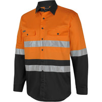 JB's Wear 6DSWL Hi Vis (D+N) L/S Stretch Work Shirt - Side View | color:Orange/Black|view:side