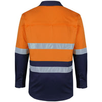 JB's Wear 6DSWL Hi Vis (D+N) L/S Stretch Work Shirt - Back View | color:Orange/Navy|view:back