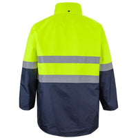 JB's Wear 6DNLL Hi Vis (D+N) Long Line Jacket - Back View | color:Lime/Navy|view:back