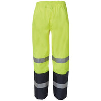 JB's Wear 6DPRP Hi Vis (D+N) Premium Rain Pant - Back View | color:Lime/Navy|view:back