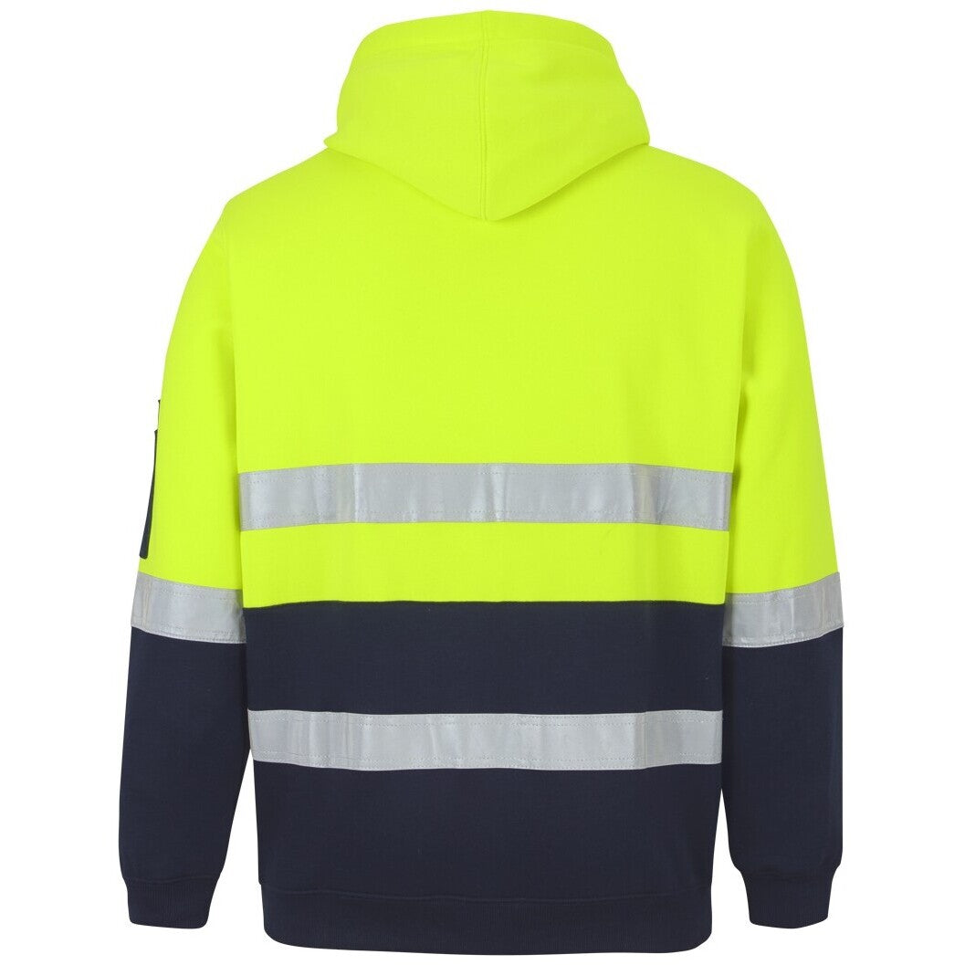 JB's Wear 6DPOH Hi Vis (D+N) Pull Over Hoodie - Back View | color:Lime/Navy|view:back