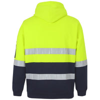 JB's Wear 6DPOH Hi Vis (D+N) Pull Over Hoodie - Back View | color:Lime/Navy|view:back