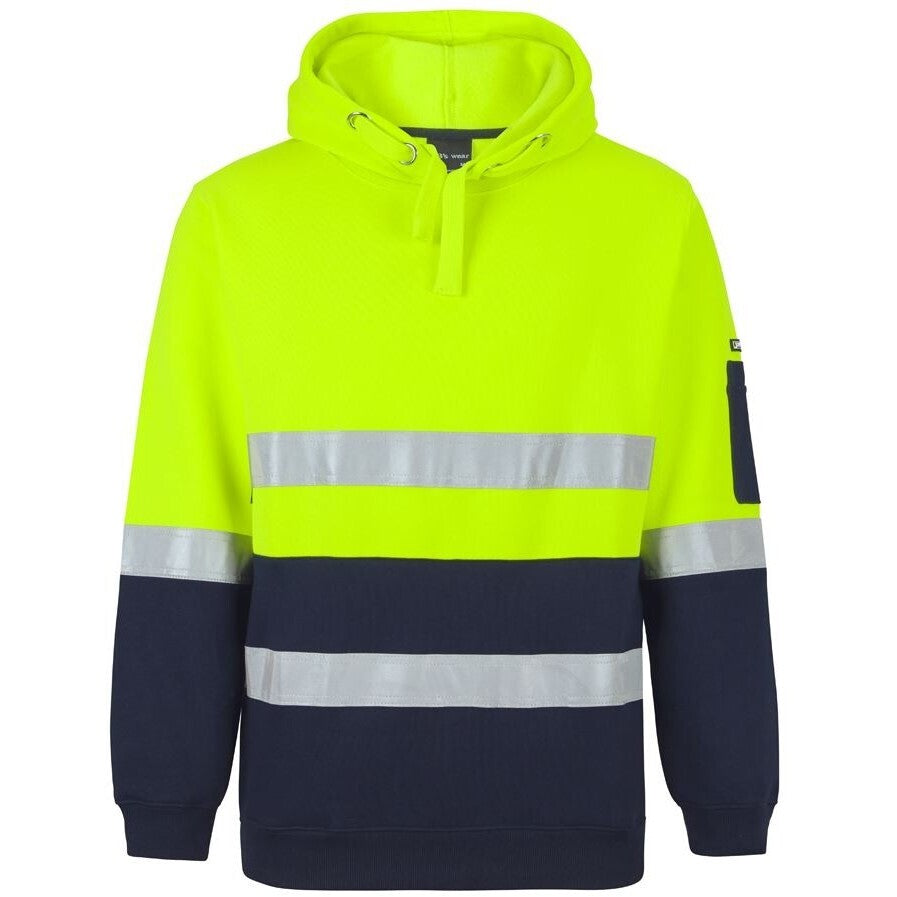 JB's Wear 6DPOH Hi Vis (D+N) Pull Over Hoodie - Front View | color:Lime/Navy|view:front
