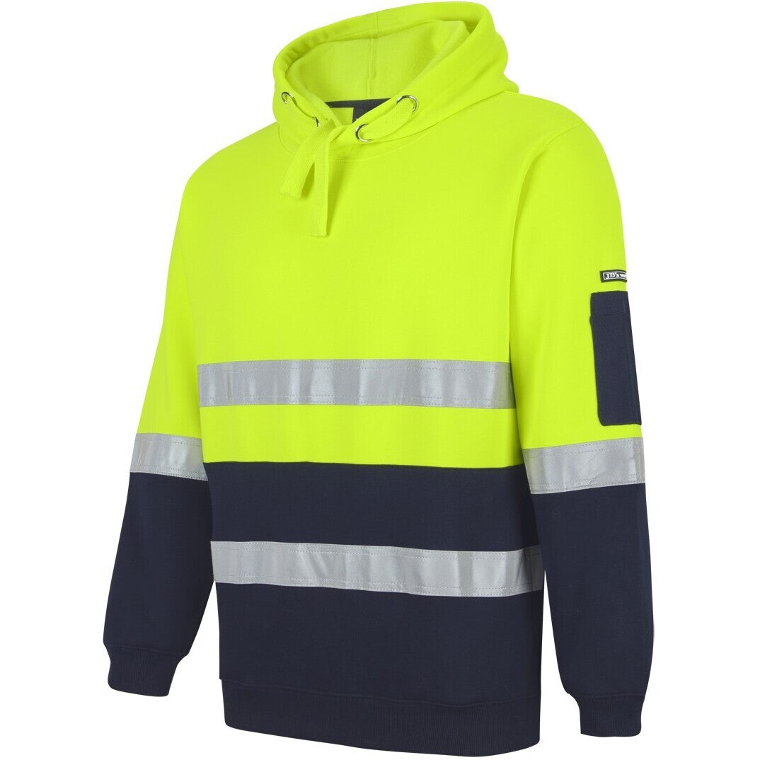 JB's Wear 6DPOH Hi Vis (D+N) Pull Over Hoodie - Side View | color:Lime/Navy|view:side