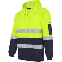 JB's Wear 6DPOH Hi Vis (D+N) Pull Over Hoodie - Side View | color:Lime/Navy|view:side