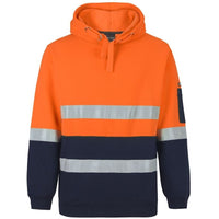 JB's Wear 6DPOH Hi Vis (D+N) Pull Over Hoodie - Front View | color:Orange/Navy|view:front