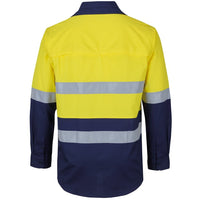 JB's Wear 6DNRL Hi Vis (D+N) Ripstop L/S Fishing Shirt - Back View | color:Yellow/Navy|view:back