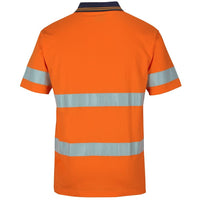 JB's Wear 6DCPS Hi Vis (D+N) S/S Cotton Polo - Back View | color:Orange/Navy|view:back