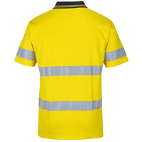 JB's Wear 6DCPS Hi Vis (D+N) S/S Cotton Polo - Back View | color:Yellow/Black|view:back