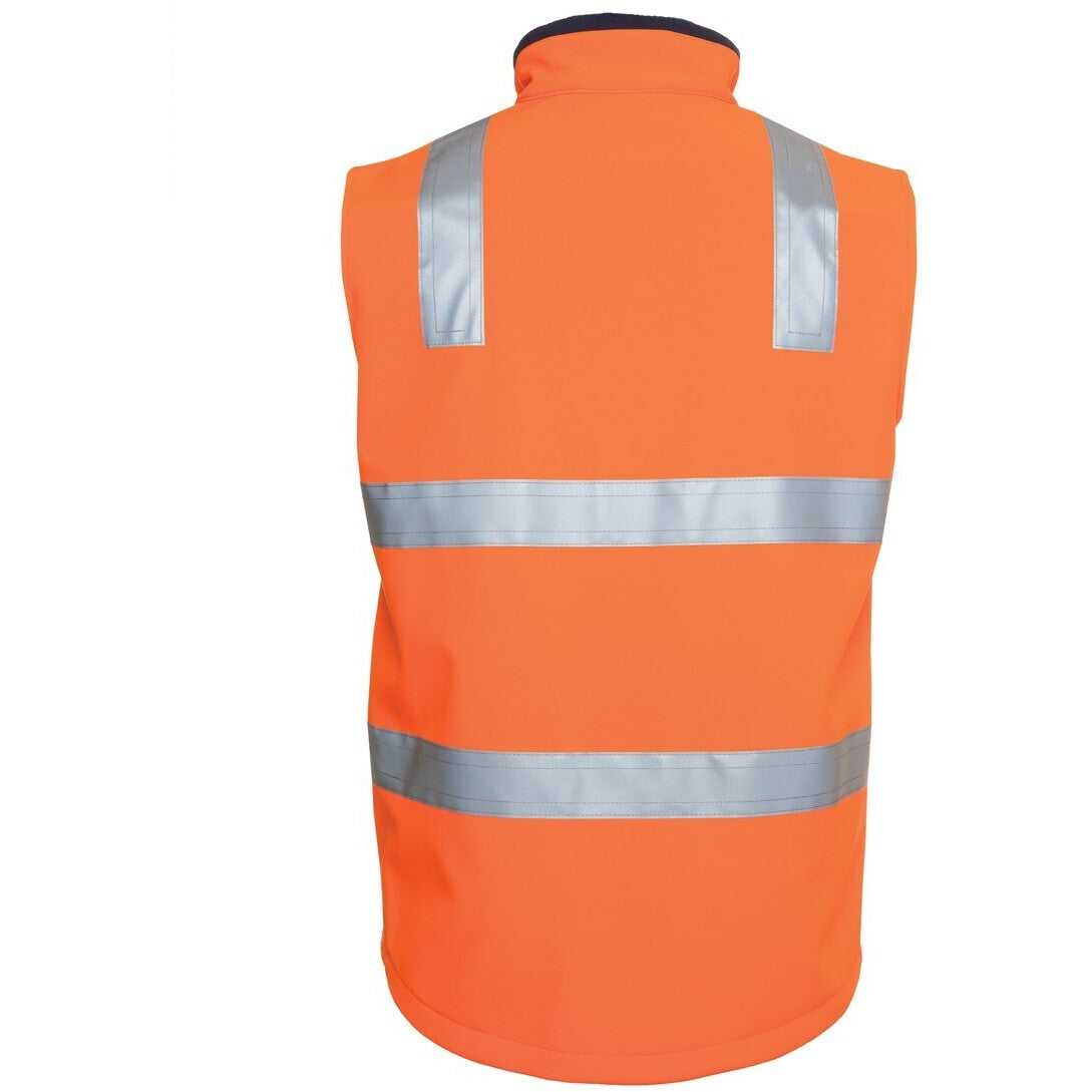 JB's Wear 6D4LK Hi Vis (D+N) Softshell Vest - Back View | color:Orange/Navy|view:back